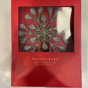 {Pottery Barn} beaded snowflake tree topper New In Box